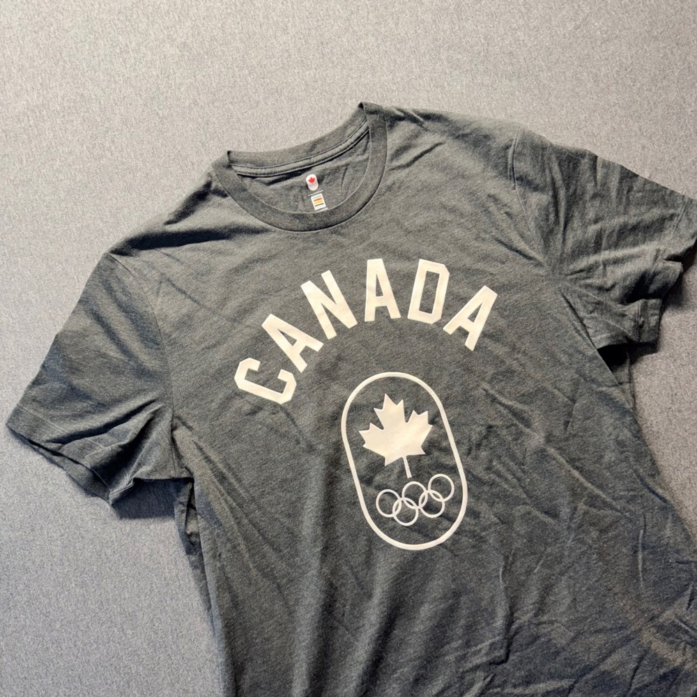 Hudson's Bay Team Canada Olympic T-Shirt Gray Graphic Tee Womens Medium